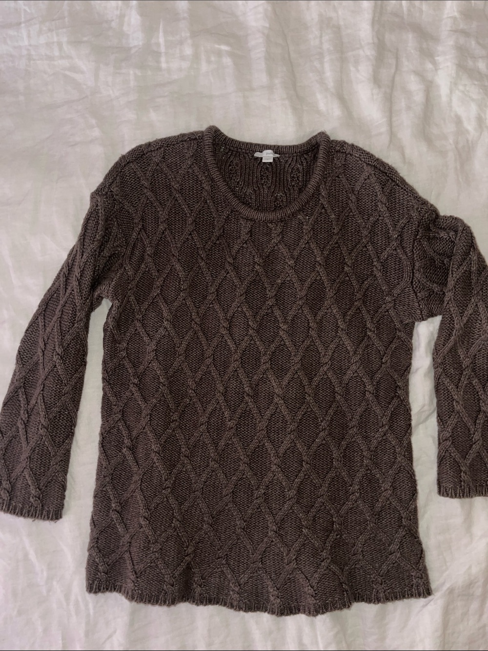 Textured Crewneck Sweater in Dark Brown